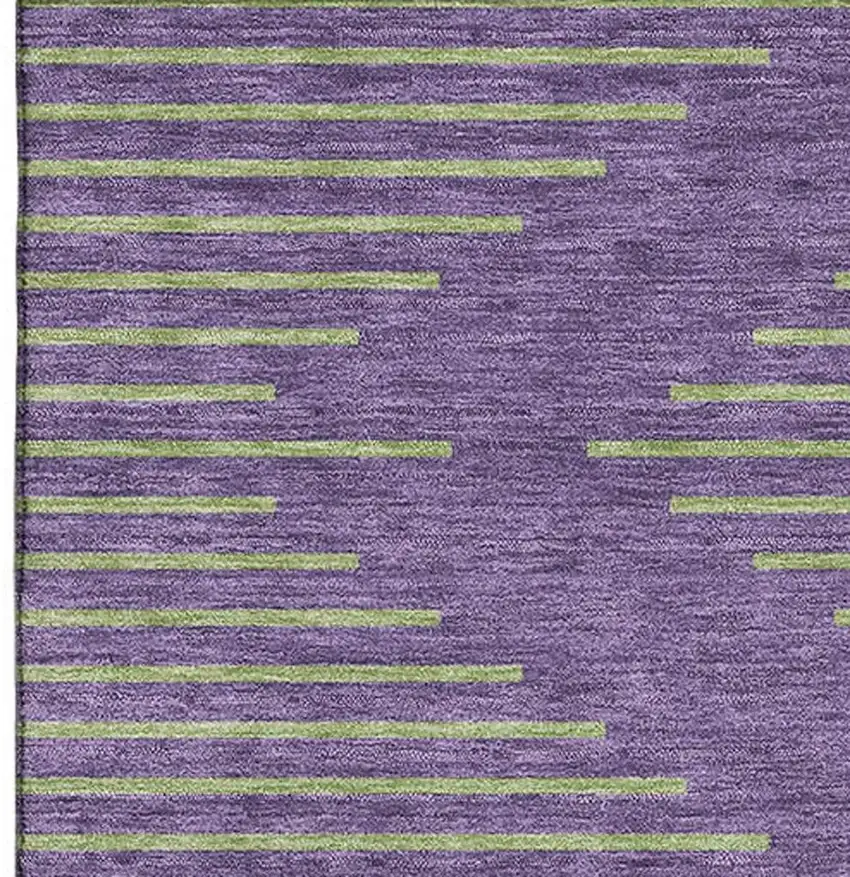 Purple And Lime Green Geometric Washable Area Rug With UV Protection Photo 3