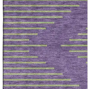 Photo of Purple And Lime Green Geometric Washable Area Rug With UV Protection