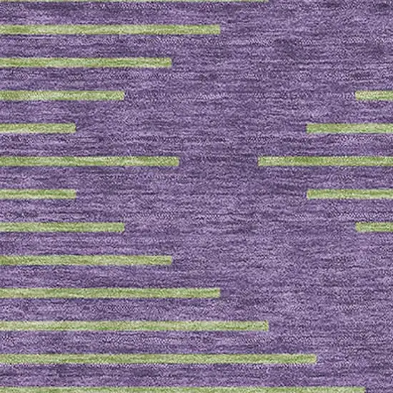 Purple And Lime Green Geometric Washable Area Rug With UV Protection Photo 2