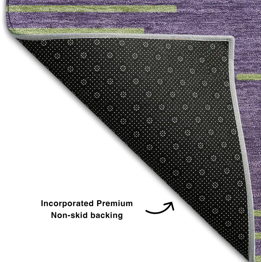Purple And Lime Green Geometric Washable Area Rug With UV Protection Photo 7