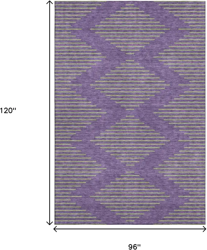 Purple And Lime Green Geometric Washable Area Rug With UV Protection Photo 8