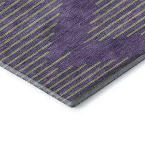 Photo of Purple And Lime Green Geometric Washable Area Rug With UV Protection