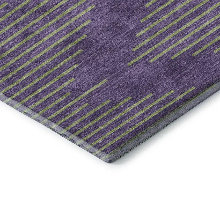Purple And Lime Green Geometric Washable Area Rug With UV Protection Photo 6