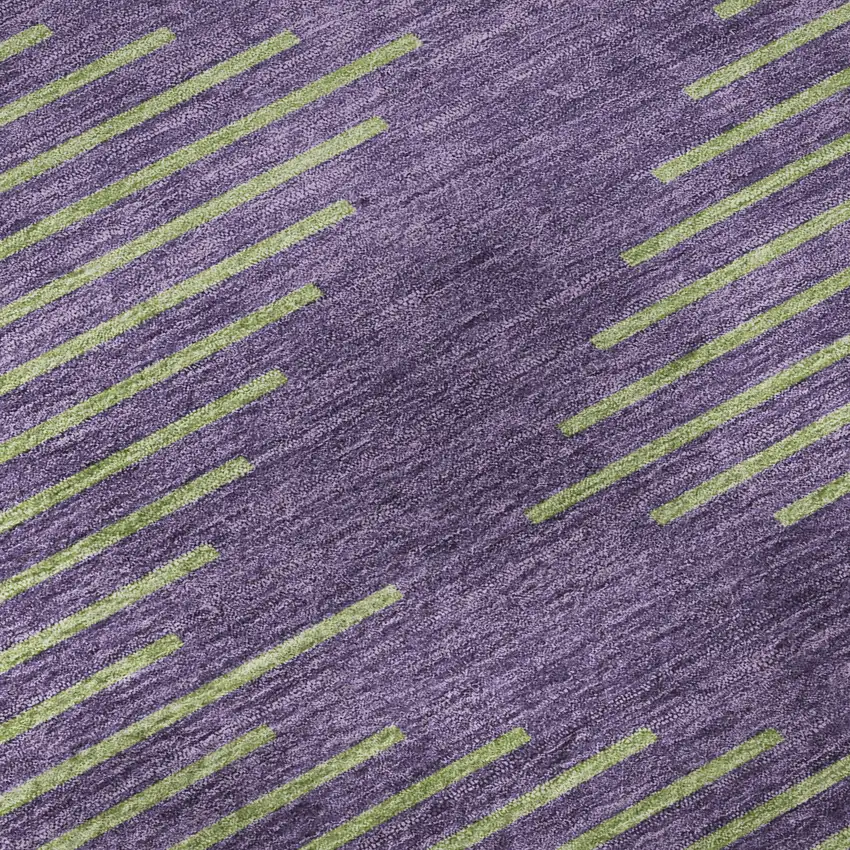 Purple And Lime Green Geometric Washable Area Rug With UV Protection Photo 8