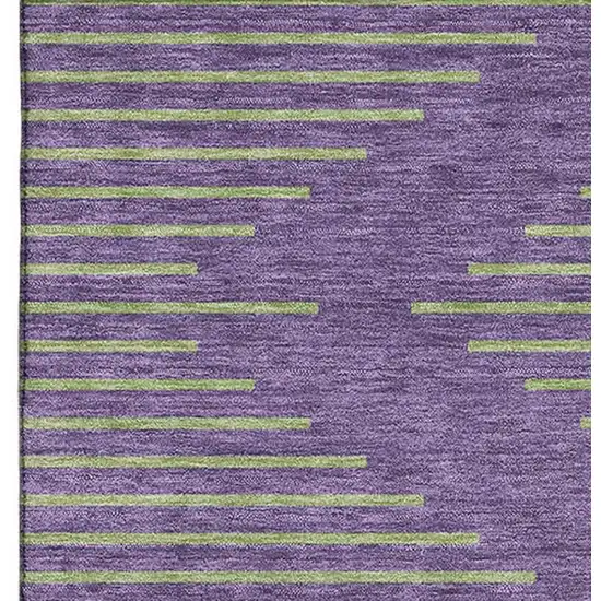 Purple And Lime Green Geometric Washable Area Rug With UV Protection Photo 3