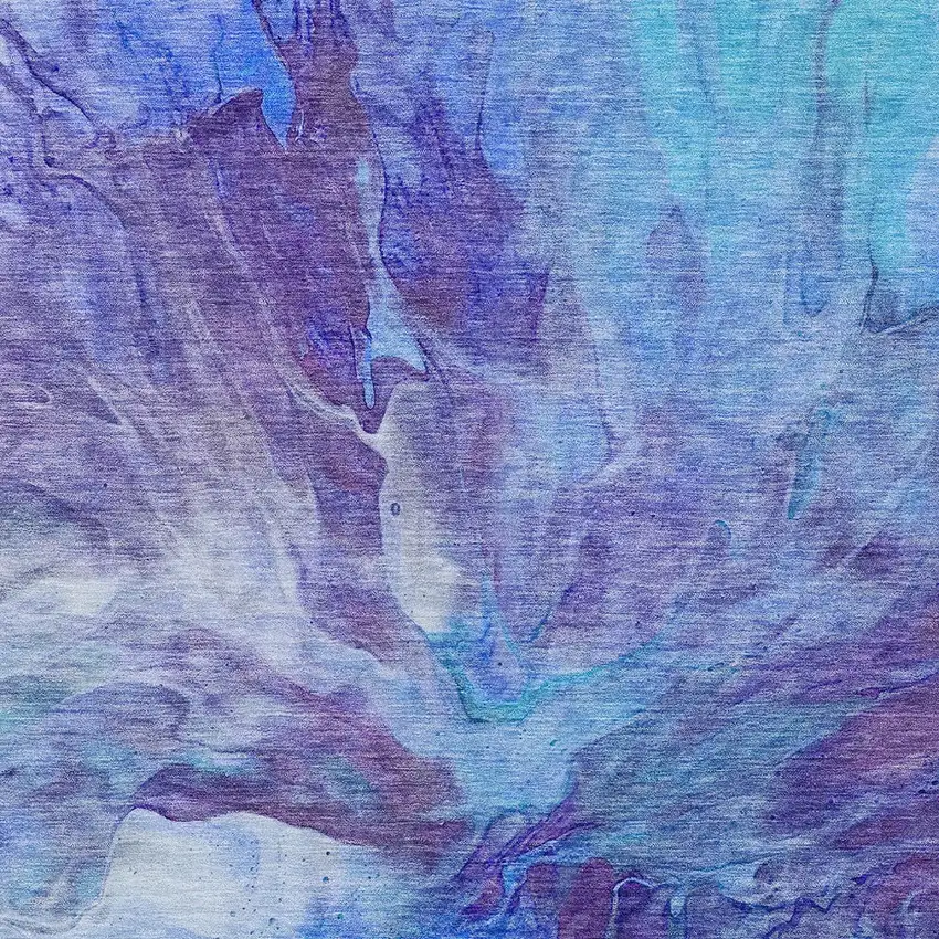 Purple And Navy Blue Abstract Washable Indoor Outdoor Area Rug Photo 5
