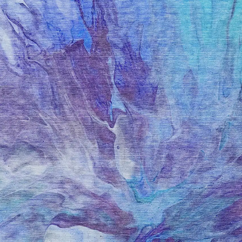 Purple And Navy Blue Abstract Washable Indoor Outdoor Area Rug Photo 5