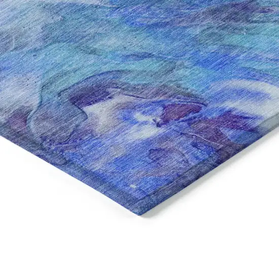 Purple And Navy Blue Abstract Washable Indoor Outdoor Area Rug Photo 4