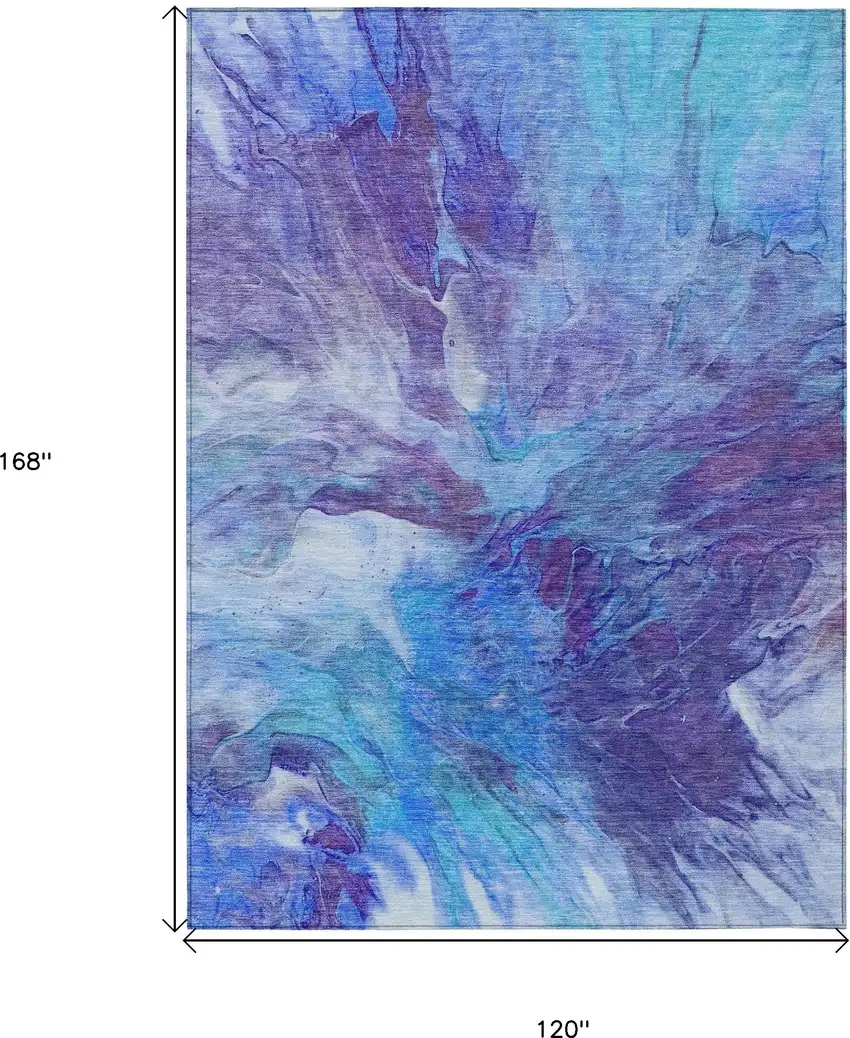 Purple And Navy Blue Abstract Washable Indoor Outdoor Area Rug Photo 3