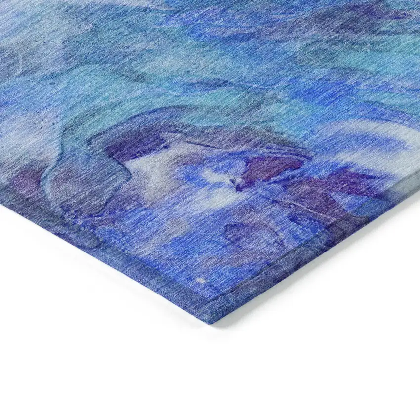 Purple And Navy Blue Abstract Washable Indoor Outdoor Area Rug Photo 3