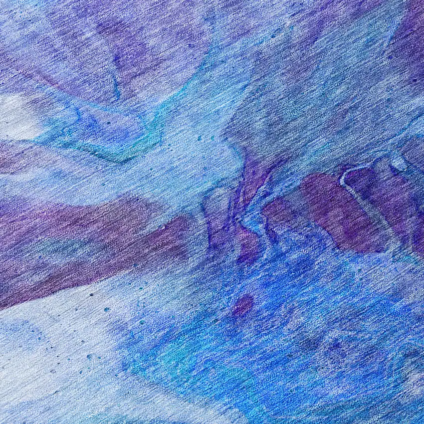 Purple And Navy Blue Abstract Washable Indoor Outdoor Area Rug Photo 4