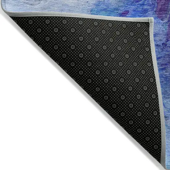 Purple And Navy Blue Abstract Washable Indoor Outdoor Area Rug Photo 2