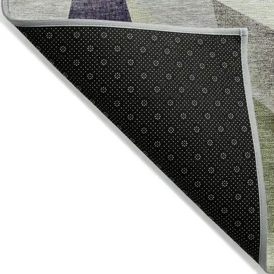 Purple And Olive Green Abstract Washable Indoor Outdoor Area Rug Photo 4