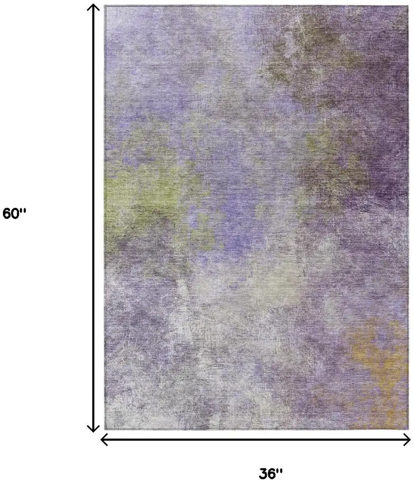 Purple And Olive Green Abstract Washable Indoor Outdoor Area Rug Photo 9