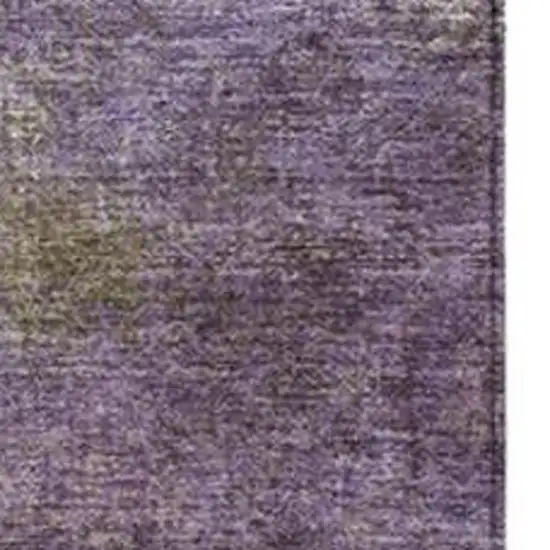 Purple And Olive Green Abstract Washable Indoor Outdoor Area Rug Photo 3