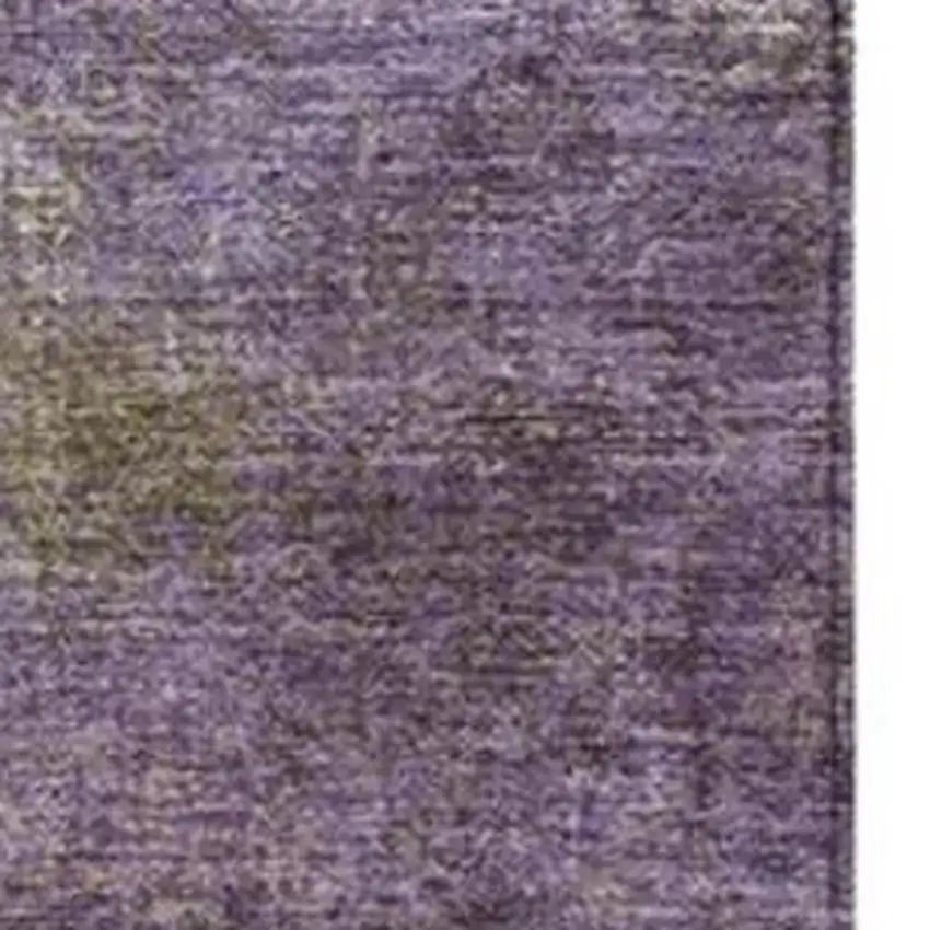 Purple And Olive Green Abstract Washable Indoor Outdoor Area Rug Photo 3