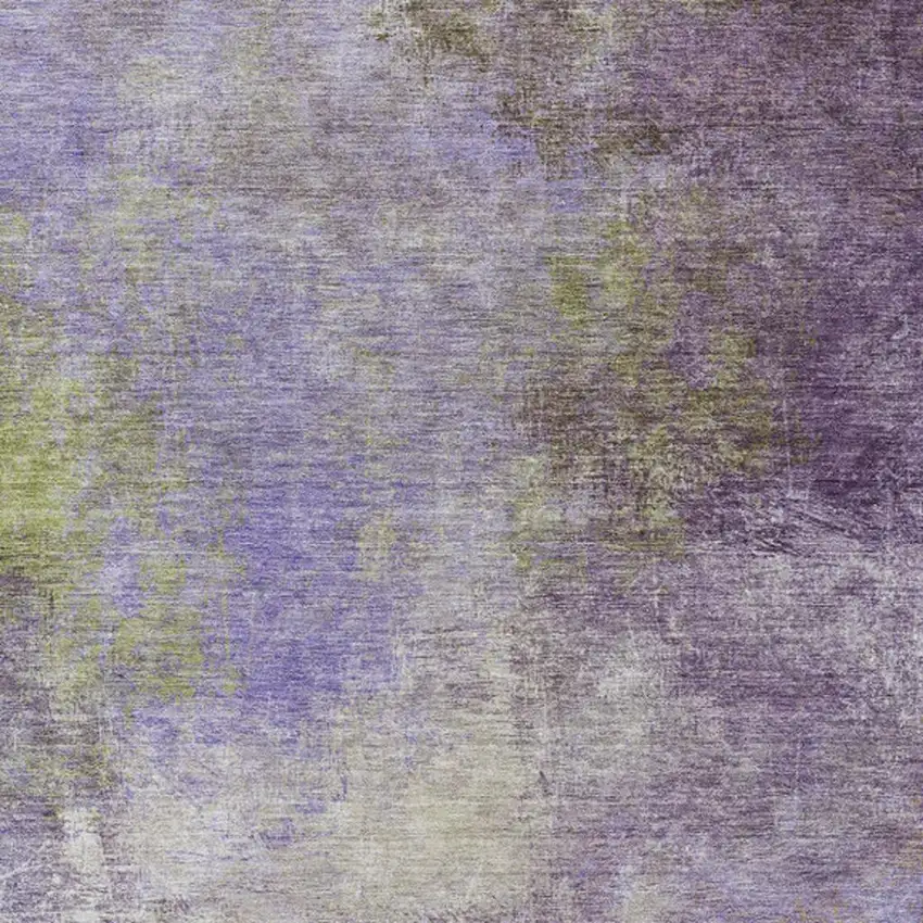 Purple And Olive Green Abstract Washable Indoor Outdoor Area Rug Photo 9