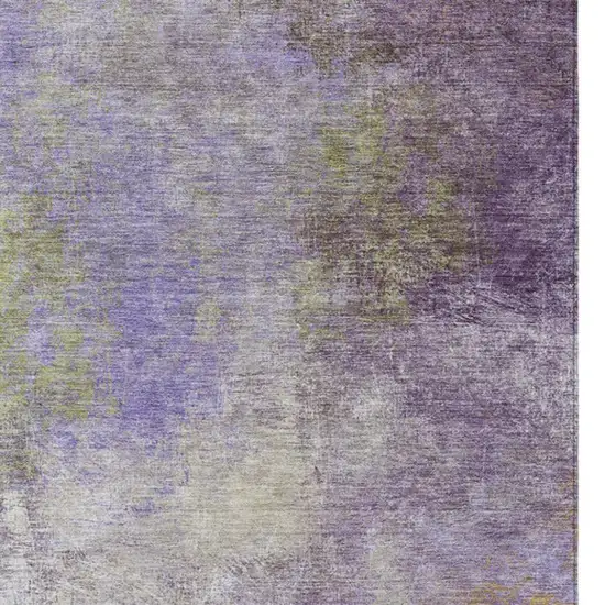 Purple And Olive Green Abstract Washable Indoor Outdoor Area Rug Photo 9