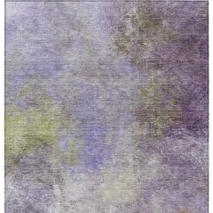 Photo of Purple And Olive Green Abstract Washable Indoor Outdoor Area Rug