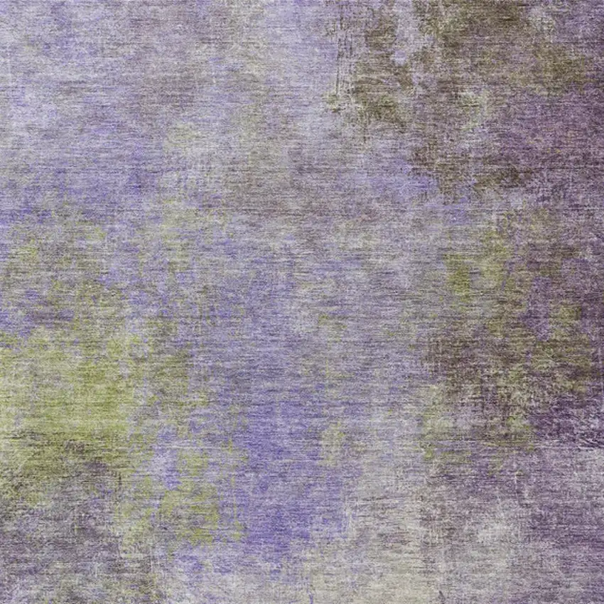 Purple And Olive Green Abstract Washable Indoor Outdoor Area Rug Photo 9