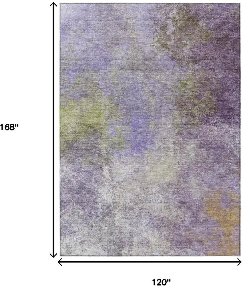 Purple And Olive Green Abstract Washable Indoor Outdoor Area Rug Photo 9