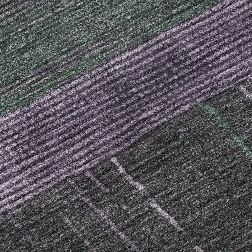 Purple And Olive Green Striped Washable Area Rug With UV Protection Photo 9