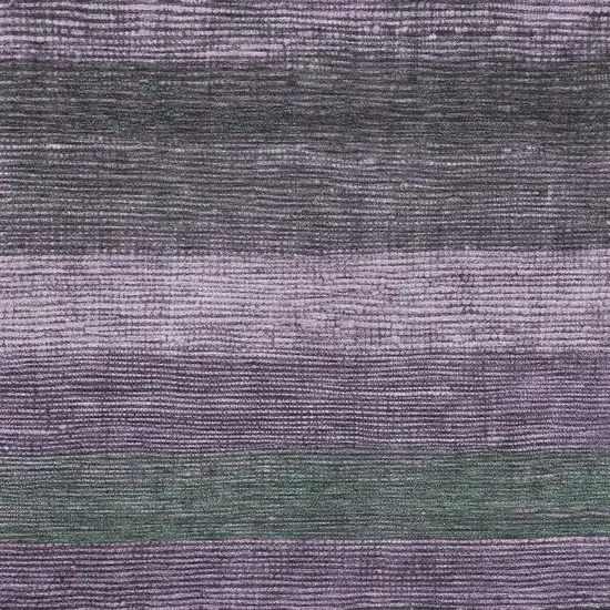 Purple And Olive Green Striped Washable Area Rug With UV Protection Photo 2