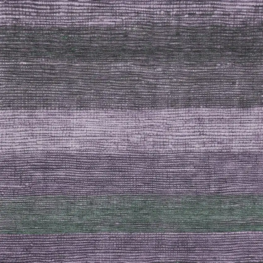 Purple And Olive Green Striped Washable Area Rug With UV Protection Photo 2
