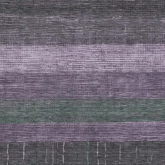 Purple And Olive Green Striped Washable Area Rug With UV Protection Photo 2