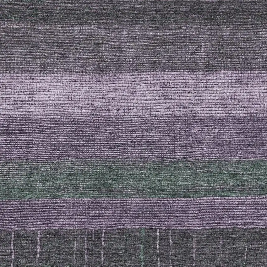 Purple And Olive Green Striped Washable Area Rug With UV Protection Photo 2