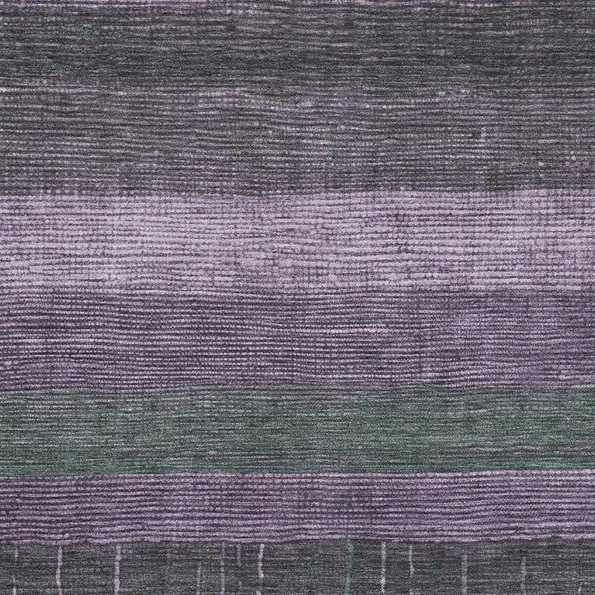 Purple And Olive Green Striped Washable Area Rug With UV Protection Photo 2