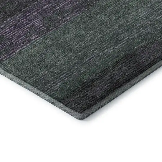 Purple And Olive Green Striped Washable Area Rug With UV Protection Photo 6