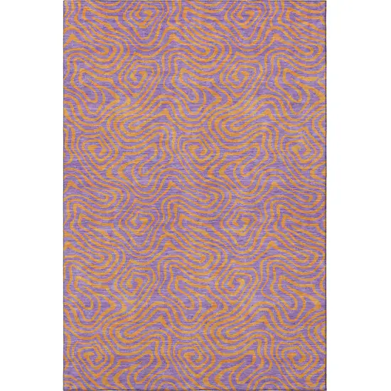 Purple And Orange Abstract Washable Area Rug With UV Protection Photo 3