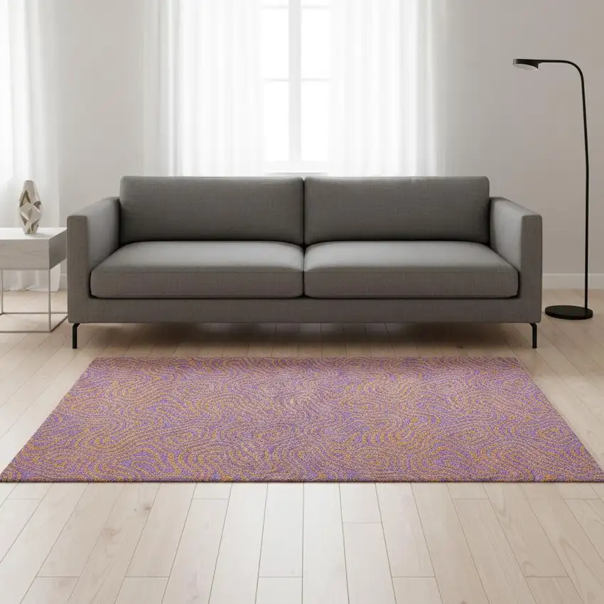 Purple And Orange Abstract Washable Area Rug With UV Protection Photo 2