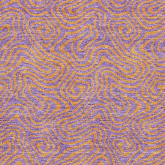 Purple And Orange Abstract Washable Area Rug With UV Protection Photo 2