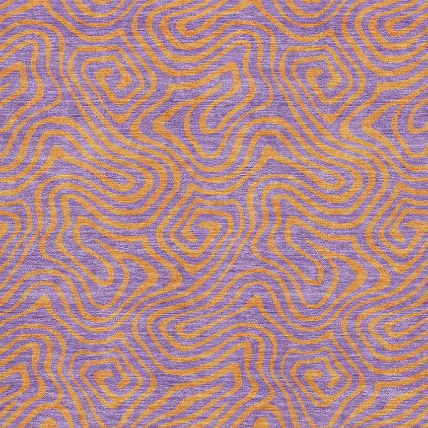 Purple And Orange Abstract Washable Area Rug With UV Protection Photo 2