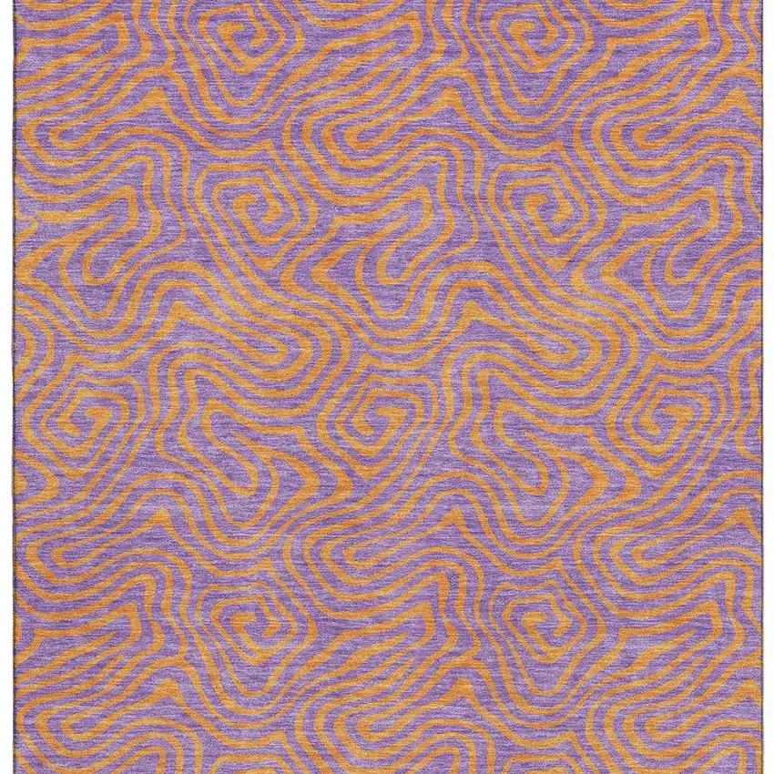 Purple And Orange Abstract Washable Area Rug With UV Protection Photo 3