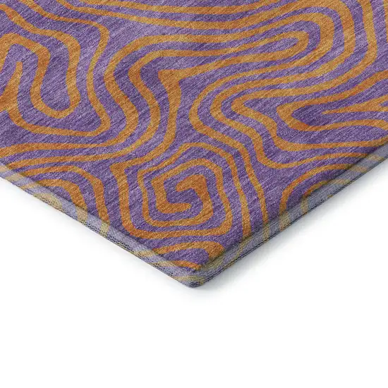 Purple And Orange Abstract Washable Area Rug With UV Protection Photo 7