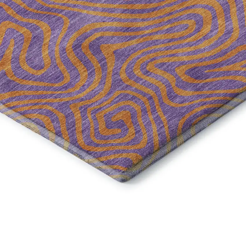 Purple And Orange Abstract Washable Area Rug With UV Protection Photo 7