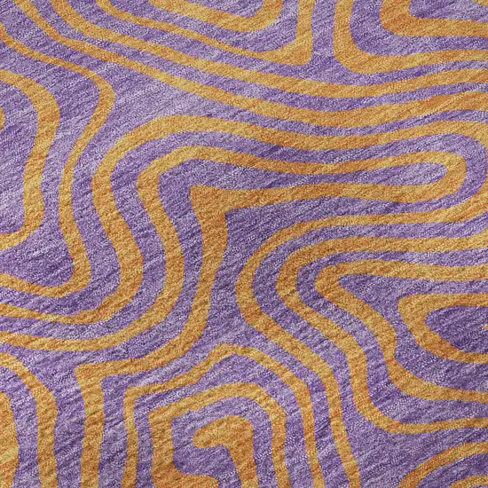 Purple And Orange Abstract Washable Area Rug With UV Protection Photo 9