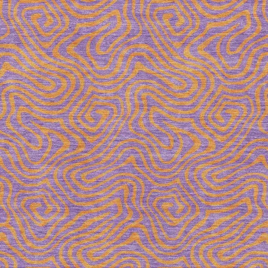 Purple And Orange Abstract Washable Area Rug With UV Protection Photo 2