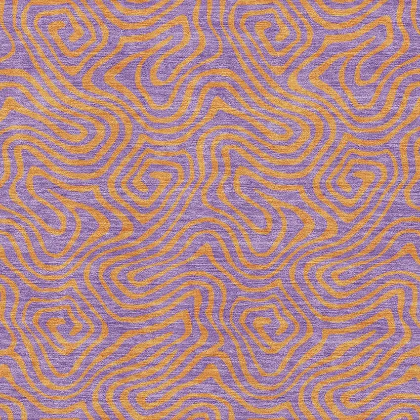 Purple And Orange Abstract Washable Area Rug With UV Protection Photo 2