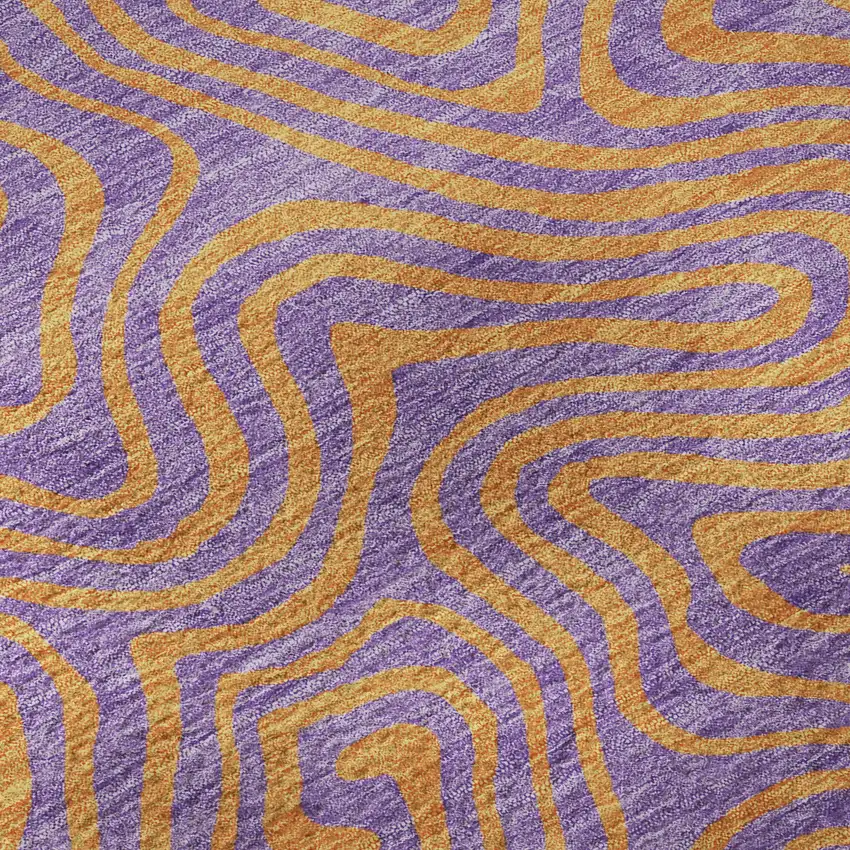 Purple And Orange Abstract Washable Area Rug With UV Protection Photo 9