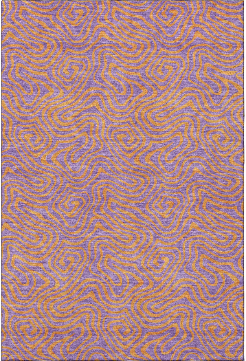Purple And Orange Abstract Washable Area Rug With UV Protection Photo 3