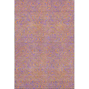Photo of Purple And Orange Abstract Washable Area Rug With UV Protection
