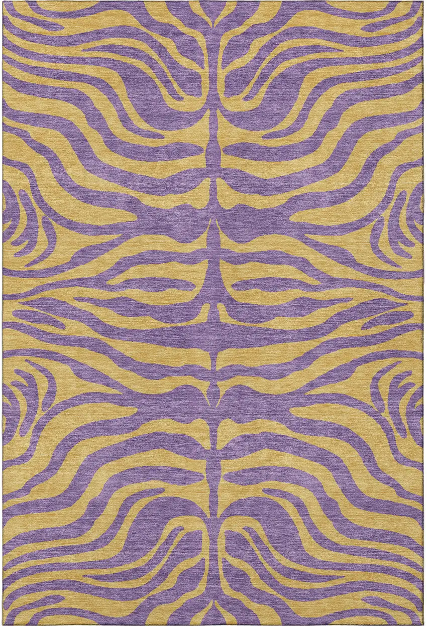 Purple And Peach Animal Print Washable Area Rug With UV Protection Photo 3