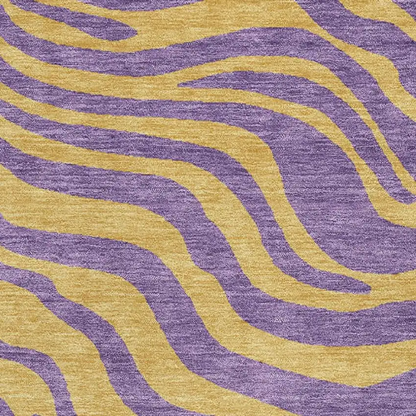 Purple And Peach Animal Print Washable Area Rug With UV Protection Photo 2