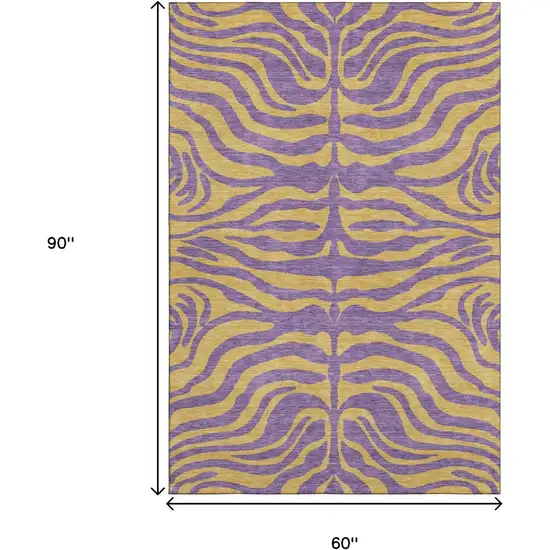Purple And Peach Animal Print Washable Area Rug With UV Protection Photo 8