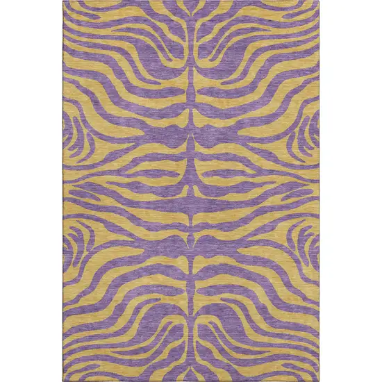 Purple And Peach Animal Print Washable Area Rug With UV Protection Photo 1