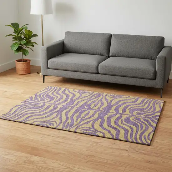 Purple And Peach Animal Print Washable Area Rug With UV Protection Photo 2